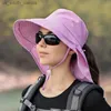 Nouveau femmes large large bord Shl seau chapeau été pêche en plein air randonnée UV Anti cou Protection soleil casquette dames chapeaux Bonnet L230523
