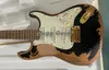 في المخزون ، John Mayer Black One Masterbuilt Relic Electric Guitar Alder Body ، Hardware Gold Vintage ، Nitrolacquer Paint