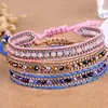 Bangle 2 Pieces Women Bohemian Crystal Bracelets Party Banquet Traveling Hiking Woven Wrist Jewelry Birthday Gift