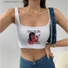 Kadın Tankları Camis Yaz Gündelik Harajuku Tişört Kadın Sokak Giyim Y2K mahsul üst vintage ulzzang serin Şeytan Şeytan Baskı Anime Tshirt kolu T230605