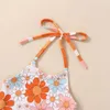 Conjuntos de roupas adoráveis verão crianças meninas 1-5 anos blusas curtas com estampa floral e calças compridas flare listradas e roupas para a cabeça