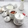 Storage Bottles Creative Ceramic Seasoning With Spoon Cover Kitchen Spice Tools Pepper Shaker Box Tray And