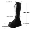 Boots Goth Women Platform Wedges Heeled Motorcycle Boots Lace Up Zip Combat Knee High Boots Autumn Winter Design Shoes Z0605