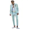 Herrenanzüge Mintgrün Herren Slim Fit Zweiteiliger Strand-Grauzeugen-Hochzeits-Smoking für Männer Formaler Ballanzug mit spitzem Revers (Jacke und Hose)