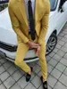 Men's Suits Mustaed Yellow Wedding Dresses Fashion Suit Slim Fit Blazer Sets Groom Prom Terno Masculino 2 Pieces Jacket Pant