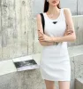 Damen Tops Tank Frauen lässige Kleider Sommermodemarken Kleid gestrickte Baumwolle u Hals ärmellose feste sexy Kleider Elastizität Bodycon Minirock