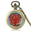 Pocket Watches Classic Tree Of Life Design Black Vintage Quartz Watch Charm Pendant Clock Men Women Necklace Gifts