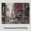 French Street Canvas Art Manhattan Rain Brent Heighton Schilderij Handgemaakt landschapskunstwerk voor Coffee Bar Pub Best