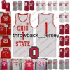 thr Custom Ohio State Buckeyes 2020 Gray Retro Basketball Red White #3 DJ Carton 34 Kaleb Wesson 23 James Conley Craft Russell LeBron Jersey