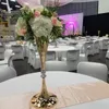 Nya guldcenterstycken för bord bröllop geometrisk metall hög bröllop bakgrund blommor stativ imake979