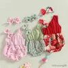 Giyim Setleri Kız Bebekler Yaz Taşıyıcıları Set Sevimli Tavşan/Kelebek/Çiçek Baskı Kolsuz Tulumlar Saç Bandı Toddler ile Oyunlar