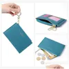 Card Holders 11 Kinds Solid Color Slim Holder Wallet Keychain With Zipper Coin Pocket For Women Luxury Designer High Quality Porte D Dhwvj