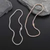 Hip Hop Women 4mm Tennis Chain Necklace Pink Zircon Heart Stone Choker Cadena de Tenis Cardiaco