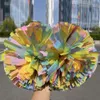 Cheerleading 1 PC Poignée En Plastique Métallique Streamer Pompons Cheerleading Acclamations Pom Ball Acclamations Danse Décorateur Club Sport Fourniture 230603