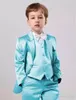 Costumes pour hommes Personnaliser Tuxedos garçon jaune Revers cranté Costume pour enfants Dernières conceptions de pantalons de veste Costumes de mariage / bal pour enfants (veste gilet cravate)