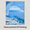 Arte em tela costeira moderna artesanal Azul Azure Pintura contemporânea Eleve o espaço do seu escritório