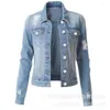 Женские куртки y2k джинсовая пальто Женщины хлопковое весеннее осенние кардиганские джинсы Ropa Punk Gothic Bomber Jacket Corean
