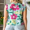 Blolesale Blulk Floral Print Ruffle Elegant Elegant Sans Souchan Summer Top Top Femmes