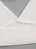 女性の戦車キャミスファッション女性ホワイトニットクロップトップセクシーなブラジャー夏のキャミスビンテージバックレスストラップ女性シックタンクトップT230605
