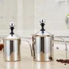 Tools Manual Milk Frother Stainless Steel Hand Pump Creamer Double Mesh Coffee Milk Foam Frothing Pitcher Froth Maker Jug 400/800 ML