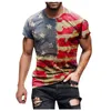 メンズカジュアルシャツMEN'S MENS AMERICAN FLAG TシャツTEE半袖トレーニングマッスルとブラウスの衣類