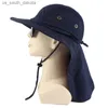 Cappello estivo da sole Secchiello Uomo Donna Boonie Cappello con patta per collo Protezione UV esterna Grande tesa larga Escursionismo Pesca Mesh Traspirante L230523