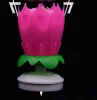 Musical Birthday Cake Candle Lotus Flower Floral Rotating candle Lotus Sparkling Flower Candles Cake Accessory Gift C57