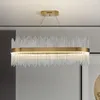 Lampadari Sala da pranzo con lampadario moderno in cristallo rotondo Design rettangolare Isola da cucina Apparecchio di illuminazione Chrome LED Light 202