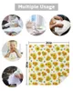 Table Napkin 4pcs Sunflower Flower Watercolor Pattern Square 50cm Wedding Decoration Cloth Kitchen Dinner Serving Napkins