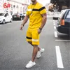 Mens Tracksuits Summer Green square 3D Print Casual tracksuit Suit Short Sleeve TShirt Sports Shorts 2 Piece Set 230605