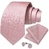 蝶ネクタイ2023ファッションブランドマンのためのピンクの花柄のソリッドウェディングパーティーネクタイセットハンカチカフリンクスギフト卸売