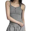 Tanks Camis 2023 Women's Summer Button Tank Casual Lace Decoration Sleeveless Basic Cut Top P230605