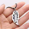 Pendant Necklaces Natural Abalone Shell Leaf Shape Alloy Rope Chain Necklace For Women Men Trendy Jewelry Gift 50x15mm