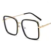 Lunettes de soleil Cadres Lunettes Carrées Cadre Anti-lumière Bleue Vintage Lunettes Unisexe Surdimensionné Optique Métal Transparent Lentille Claire Lunettes