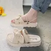 Slippare 2023 Summer Sandals Female Fairy Style Outdoor Casual Bow Thick Bottom Roman Flat Shoes Student Ladies Sandalias