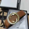 Fashion Classic Men's design leather belt women men's casual real luxury letter smooth buckle Size 105-125cm designer belt box