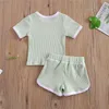 Set di abbigliamento 0-3 anni Neonati maschi T-shirt estive lavorate a maglia con scollo a O Top e pantaloncini Pantaloni Tute casual in cotone Abiti