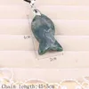 Pendanthalsband 40x20mm Fish Shape Natural Stone Opal Crystal Agate Mineral Gem Leather Rep Halsband Diyjewelry Accessories