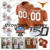 thr Custom Texas Longhorns 2019 Football Qualsiasi nome Numero Arancione Bianco 11 Ehlinger 7 Sterns 9 Collin Johnson Young Sugar Bowl NCAA 150TH Jersey