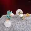 Boucles d'oreilles à tige KJJEAXCMY Boutique Jewelry S925 Sterling Silver Women's Gold Plated Burnt Sapphire Pearl