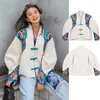 Roupas Étnicas Moda Estilo Chinês Tang Terno Jaquetas Femininas Oriental Retrô Solto Manga Comprida Estampa Hanfu Casaco Branco Vintage Tops Outerwear