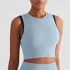 Yoga kıyafeti üst kadın fitness sporları sütyen çıplak renk bloğu dikişsiz tank artı seksi koşu spor salonu iç çamaşırı