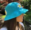 Dames tricoté pêcheur chapeau femmes créatif fleur motif large bord extérieur Protection solaire seau casquettes Photo accessoires L230523