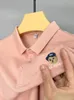 メンズポロス2023マーセル化綿の半袖Tシャツメンズサマーラペル通気性ハーフカジュアルトップベア刺繍ポロシャツ