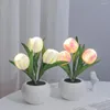 Candeeiros de mesa Tulip Flower Lamp Led Desk Night Light Home Bedroom Living Room Decoration Atmosphere Romântico Presente em vaso para meninas