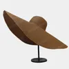 70cm Oversized Wide Brim Straw Hats Spring Summer Floppy Foldable UV Protection Beach Sun Hat For Women