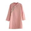 Ropa étnica estilo chino blusa de mujer 2023 Cheongsam Top camisas botón otoño blusas Hanfu algodón señoras Tops 11764