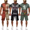Fatos de treino Summer Temple Knight T-shirt/shorts/conjunto com estampa 3D masculino legal manga curta 2 peças Armadura Medieval Holy Cross Role Playing Set P230605