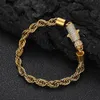 6 mm 16-24 pouces jaune collier de chaîne de corde en acier inoxydable plaqué Gold Bracelet 7/8 / 9 pouces pour hommes