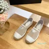 Designer Klassieke visserssandalen canvas schoenen kant damesschoenen vrijetijdsschoenen zomer gouden groene platte strandslippers visser